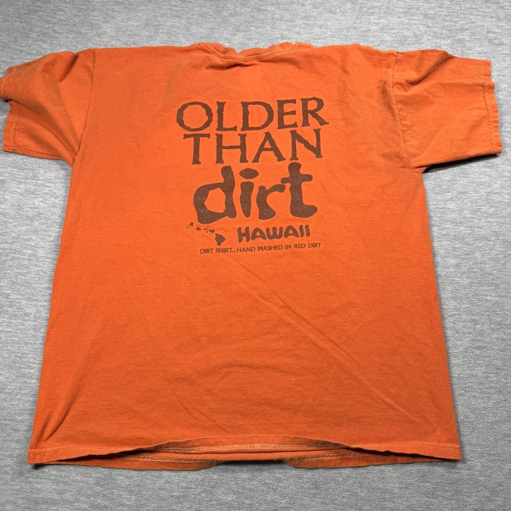 Real Dirt Hawaii T-Shirt Mens XL‎ Orange Palm Tree Island Graphic Short Sleeve